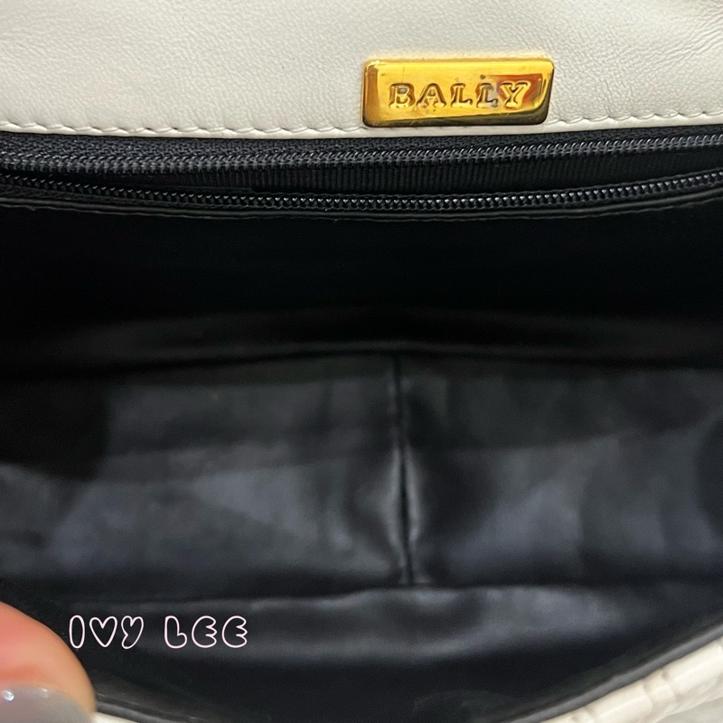 BALLY 鏈條金 斜背包 單肩包 白色小牛皮 正品 二手精品-3