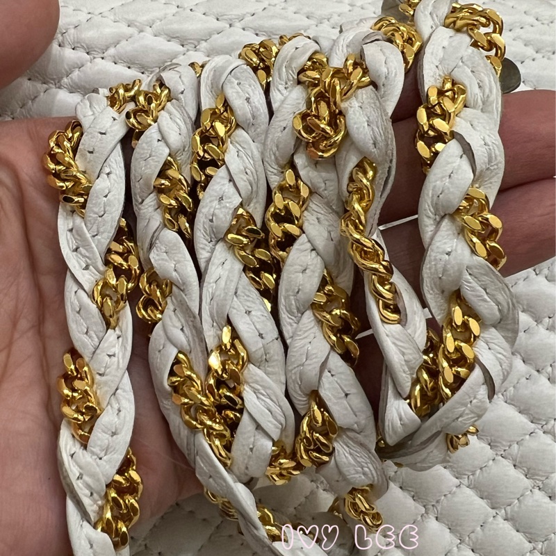 BALLY 鏈條金 斜背包 單肩包 白色小牛皮 正品 二手精品-7