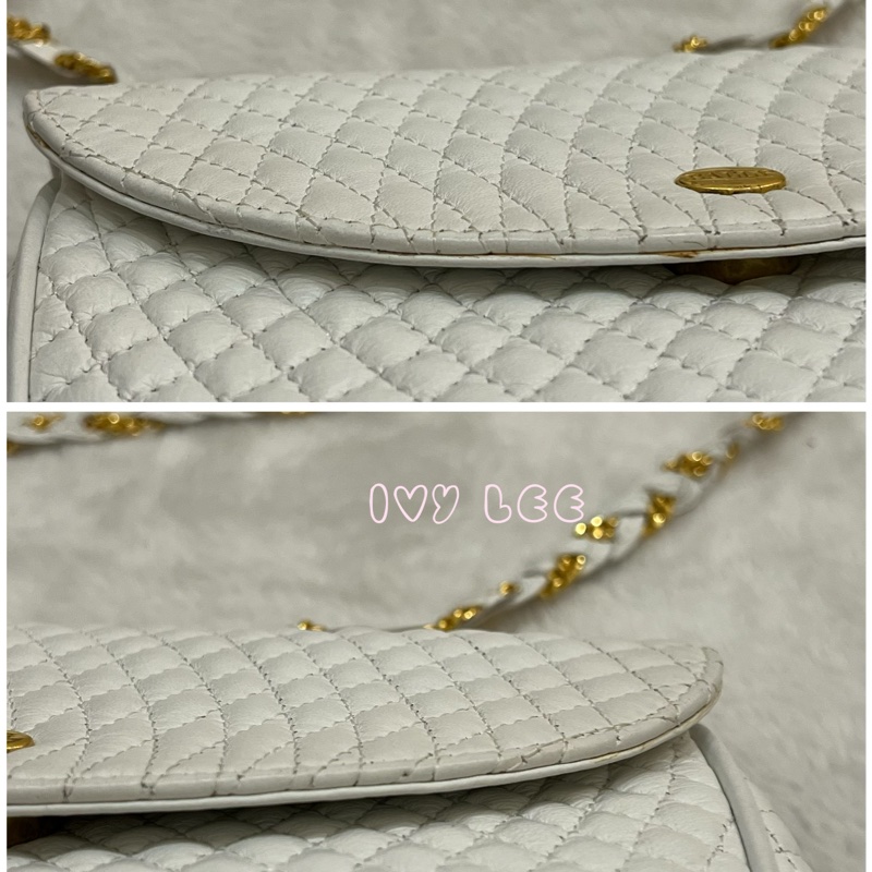 BALLY 鏈條金 斜背包 單肩包 白色小牛皮 正品 二手精品-9