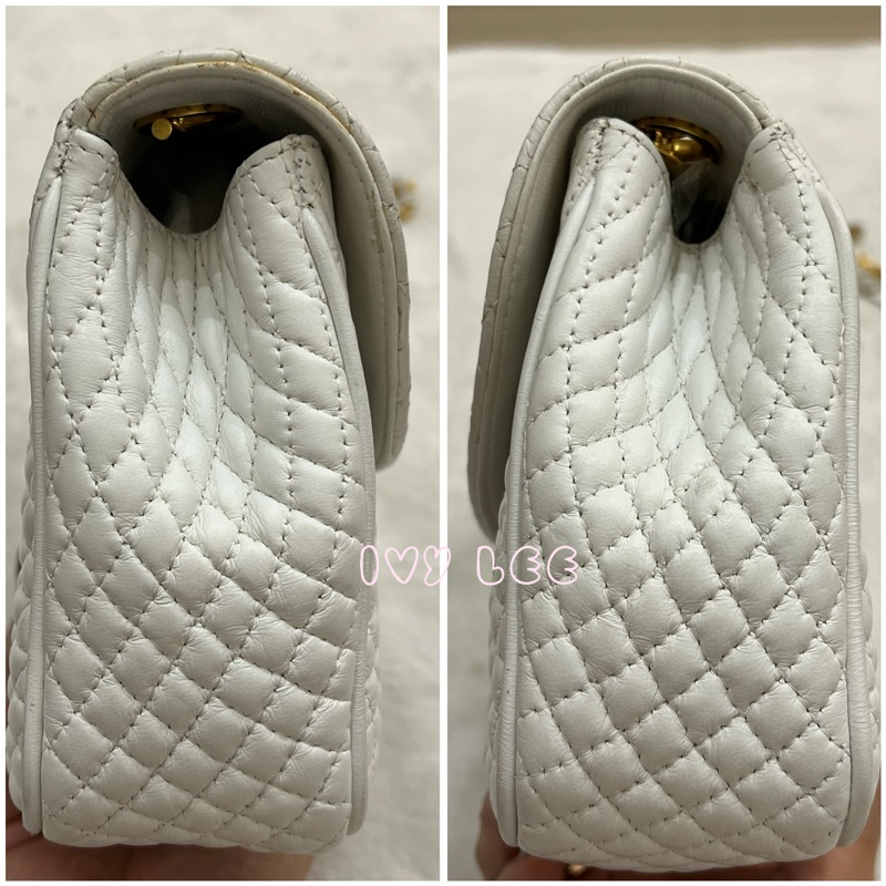 BALLY 鏈條金 斜背包 單肩包 白色小牛皮 正品 二手精品-10