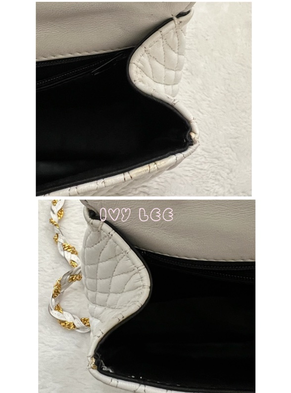 BALLY 鏈條金 斜背包 單肩包 白色小牛皮 正品 二手精品-16