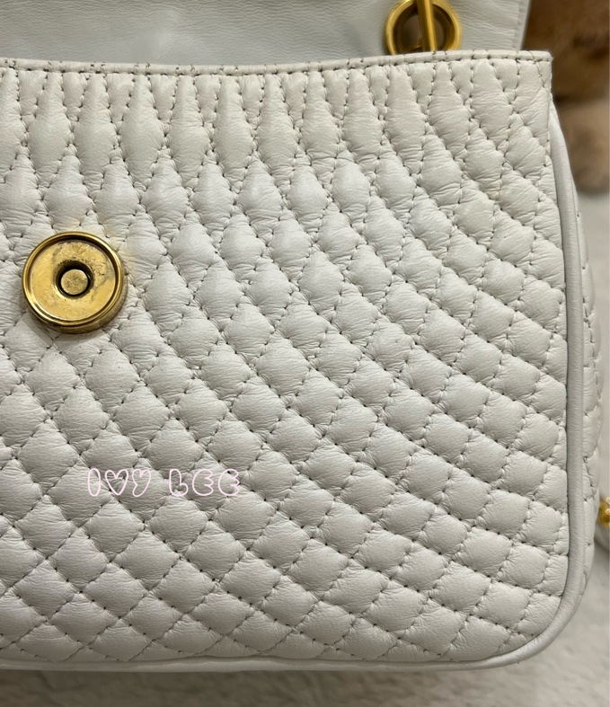 BALLY 鏈條金 斜背包 單肩包 白色小牛皮 正品 二手精品-18