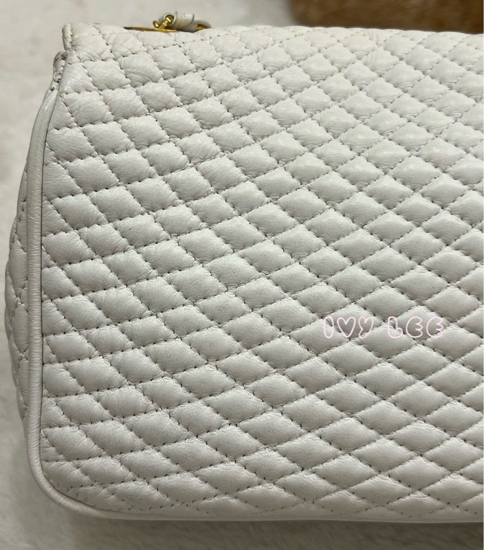 BALLY 鏈條金 斜背包 單肩包 白色小牛皮 正品 二手精品-21