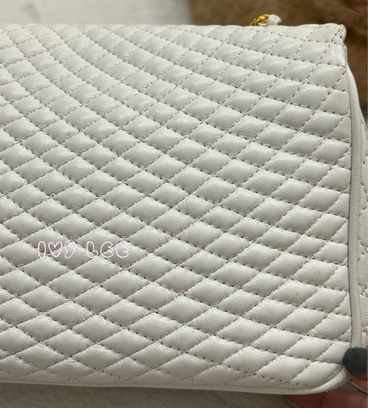 BALLY 鏈條金 斜背包 單肩包 白色小牛皮 正品 二手精品-22