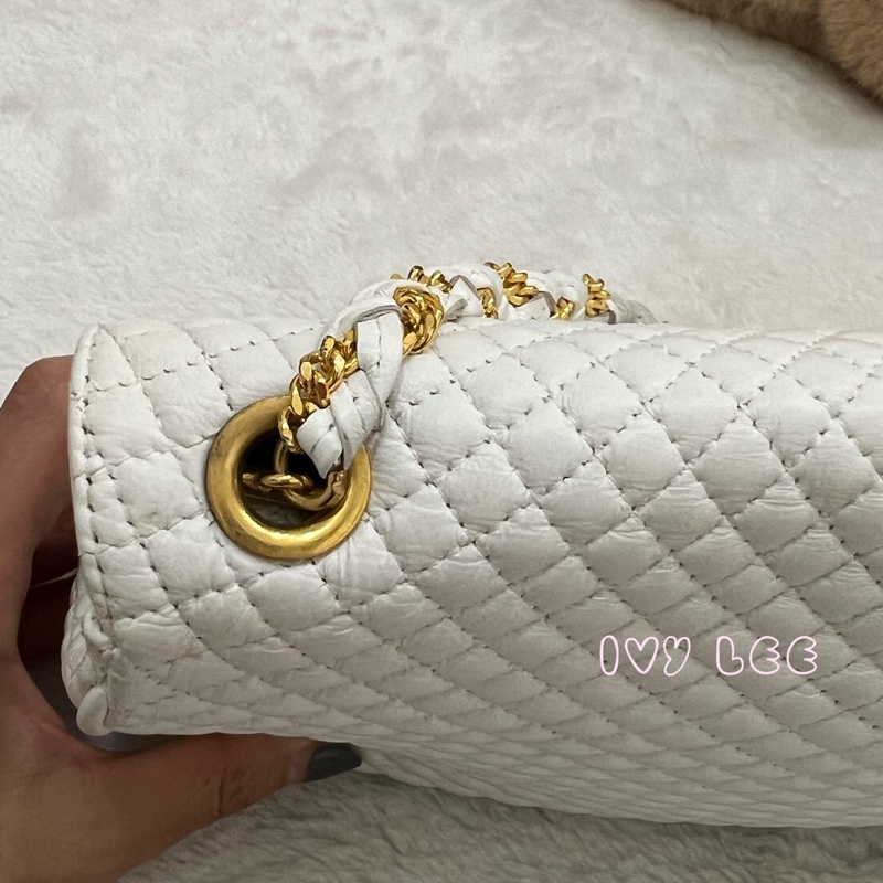 BALLY 鏈條金 斜背包 單肩包 白色小牛皮 正品 二手精品-23