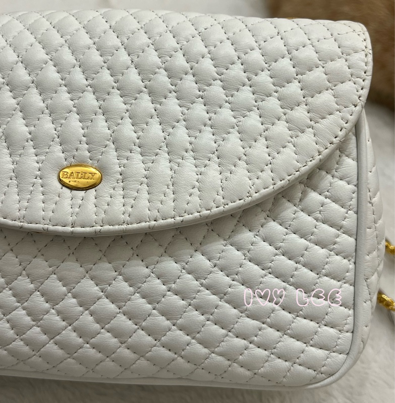 BALLY 鏈條金 斜背包 單肩包 白色小牛皮 正品 二手精品-30
