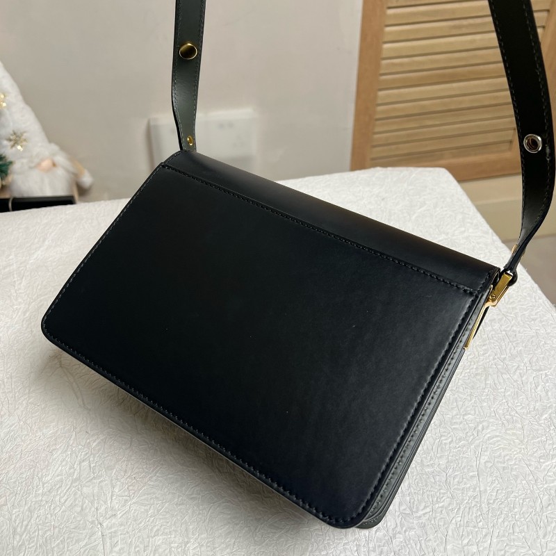 Marni 黑色拼藍色十字紋風琴包中號 肩背包斜背包-4