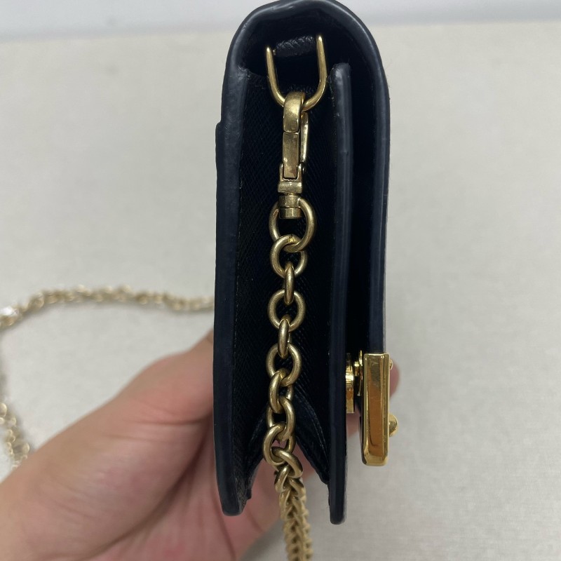 Prada 黑色牛皮鏈條肩背包斜背包 底長18.5cm-4