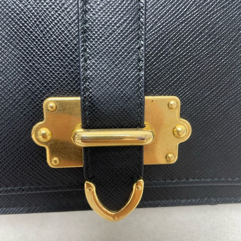 Prada 黑色牛皮鏈條肩背包斜背包 底長18.5cm-10