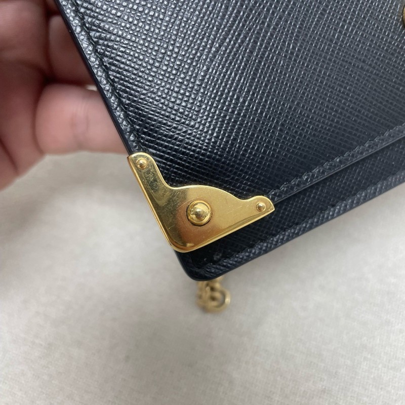 Prada 黑色牛皮鏈條肩背包斜背包 底長18.5cm-11