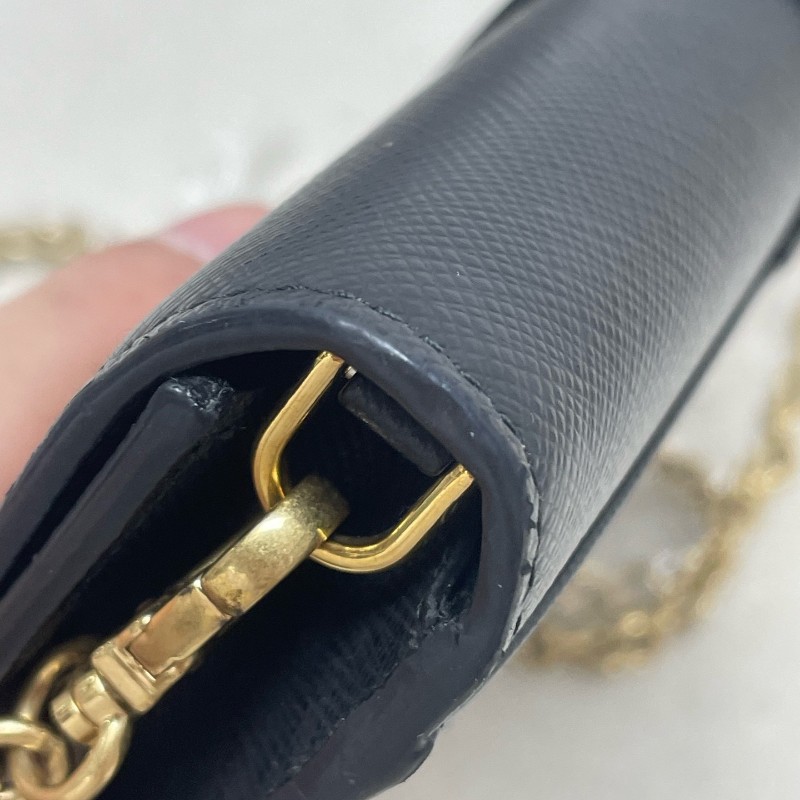 Prada 黑色牛皮鏈條肩背包斜背包 底長18.5cm-15