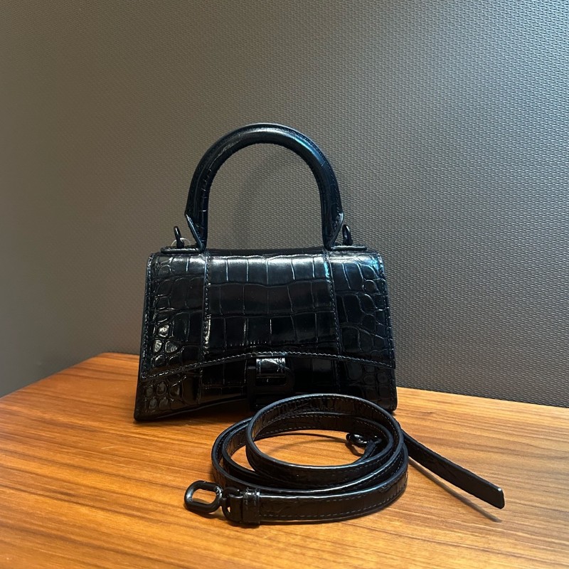 Balenciaga 沙漏黑色xs號 牛皮斜背包肩背包-0