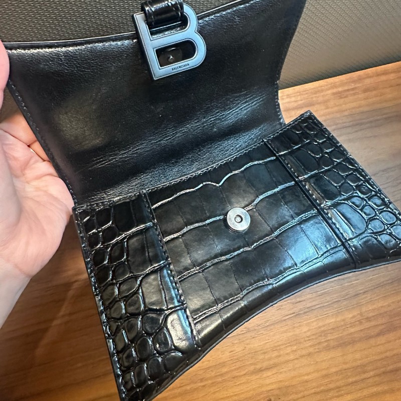 Balenciaga 沙漏黑色xs號 牛皮斜背包肩背包-5