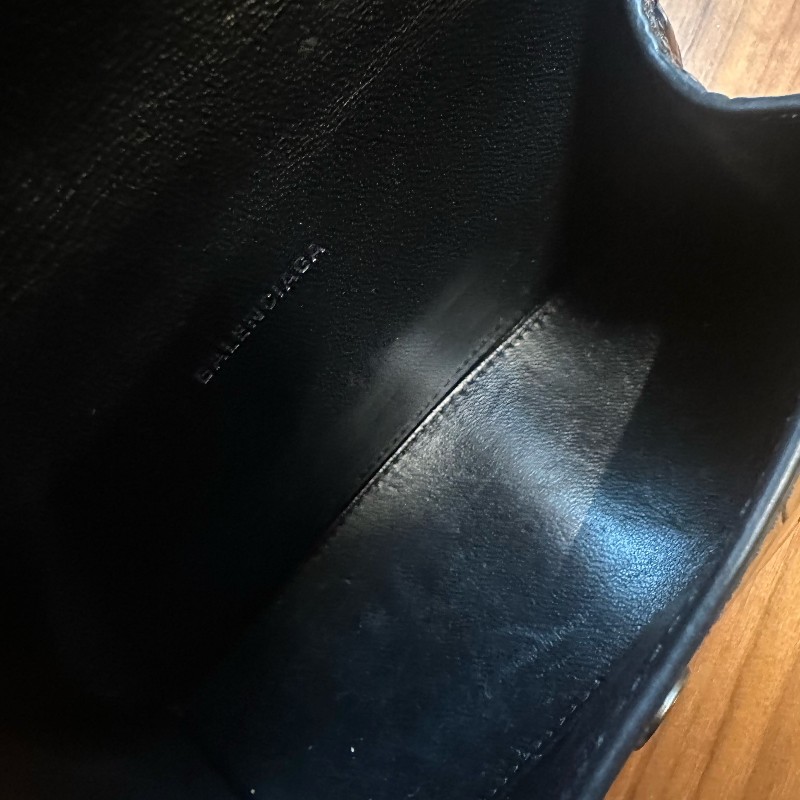 Balenciaga 沙漏黑色xs號 牛皮斜背包肩背包-6