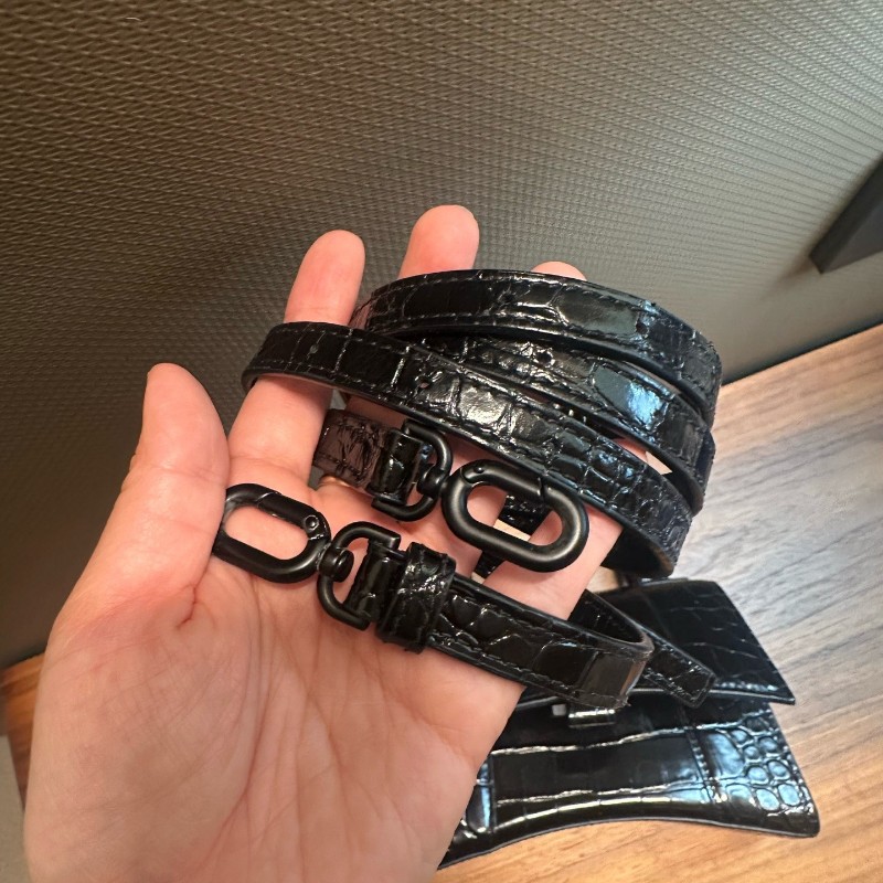 Balenciaga 沙漏黑色xs號 牛皮斜背包肩背包-8