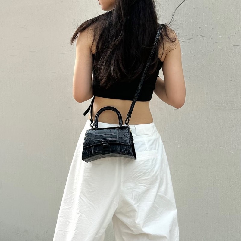 Balenciaga 沙漏黑色xs號 牛皮斜背包肩背包-9