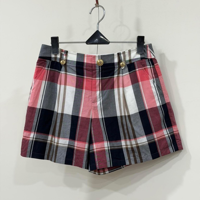 Burberry 藍標 粉格金扣短褲-1