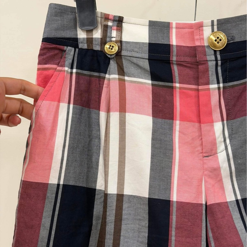 Burberry 藍標 粉格金扣短褲-3
