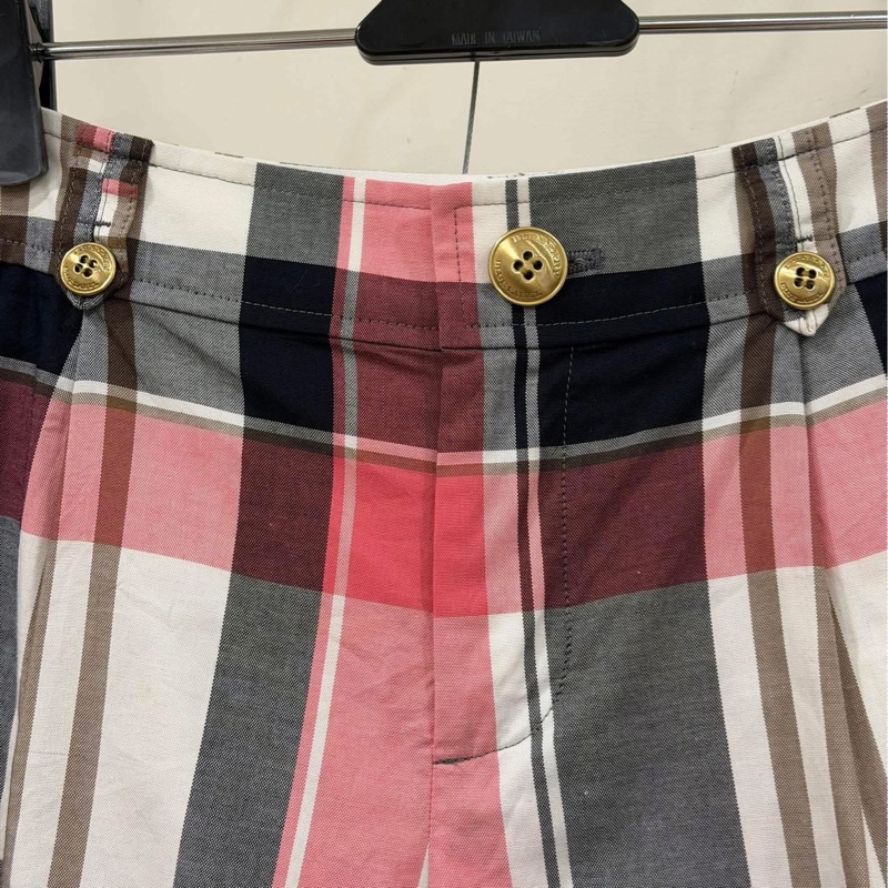 Burberry 藍標 粉格金扣短褲-4