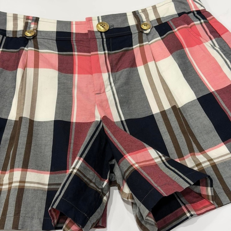 Burberry 藍標 粉格金扣短褲-6