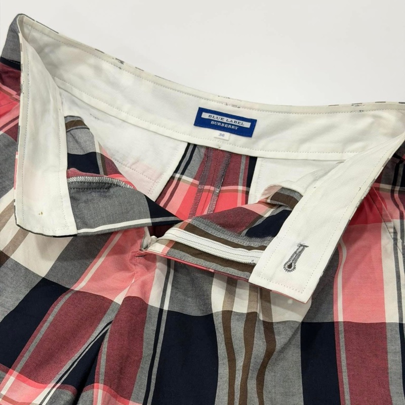 Burberry 藍標 粉格金扣短褲-7