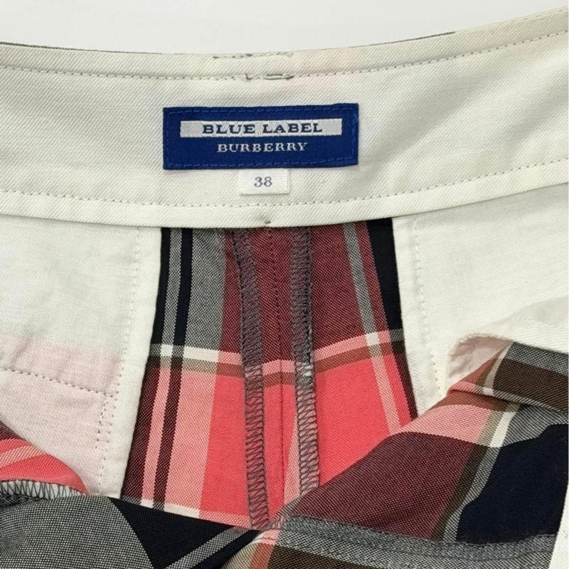 Burberry 藍標 粉格金扣短褲-8