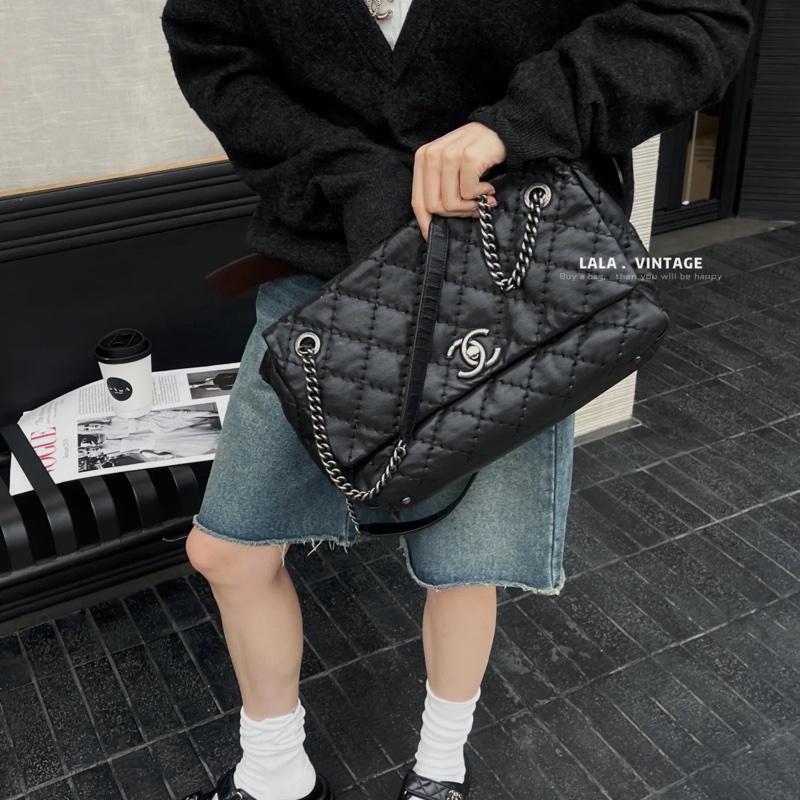 Chanel黑銀外縫線泡芙雲朵包 #9新閒置 #GD風超時尚 #15萬入手賠售割愛-3