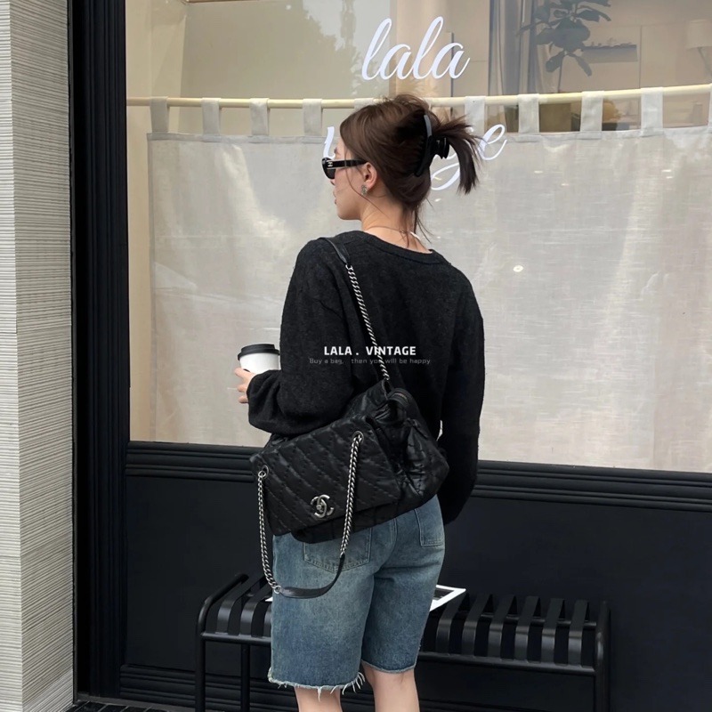 Chanel黑銀外縫線泡芙雲朵包 #9新閒置 #GD風超時尚 #15萬入手賠售割愛-7