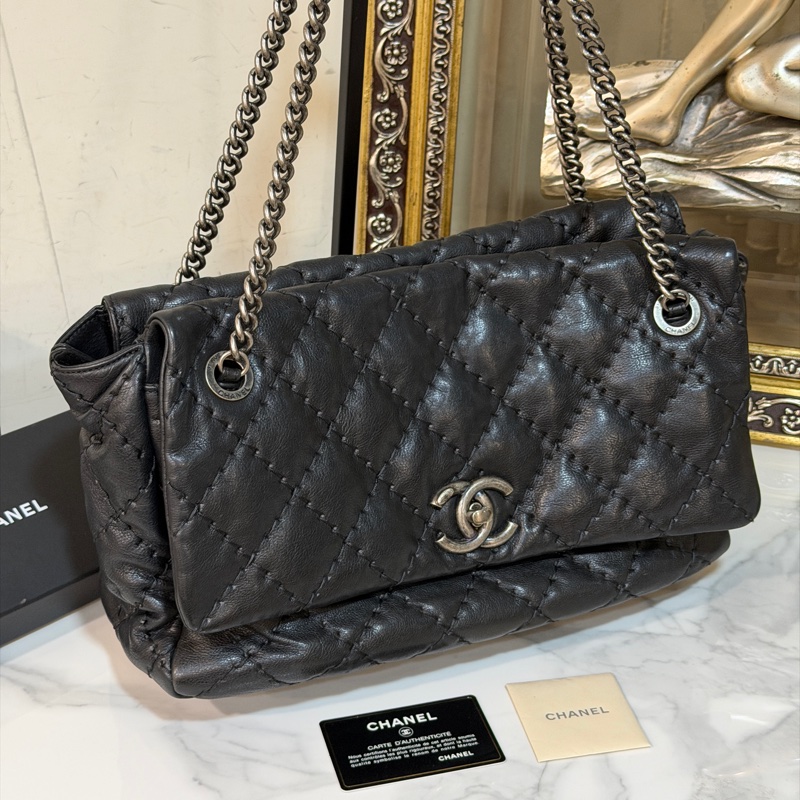 Chanel黑銀外縫線泡芙雲朵包 #9新閒置 #GD風超時尚 #15萬入手賠售割愛-9