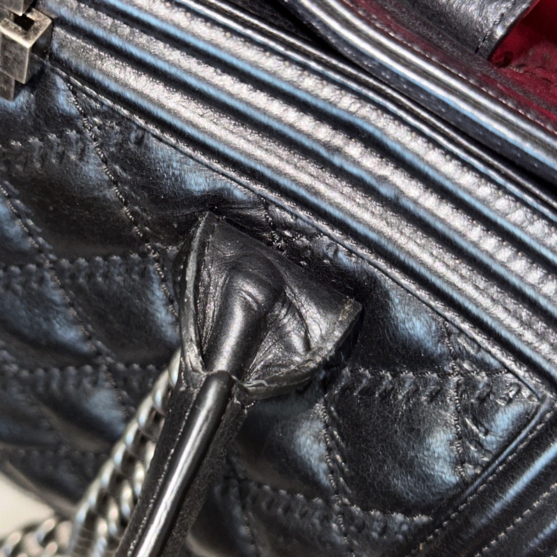 #絕版小香收藏 #leboy系列 🉑肩背 香奈兒黑銀boy菱格紋托特包-15