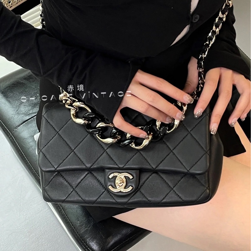 Chanel Cf25 22s 2ways黑金口蓋包 芯片款 #全新全配 #全網最低💰-1