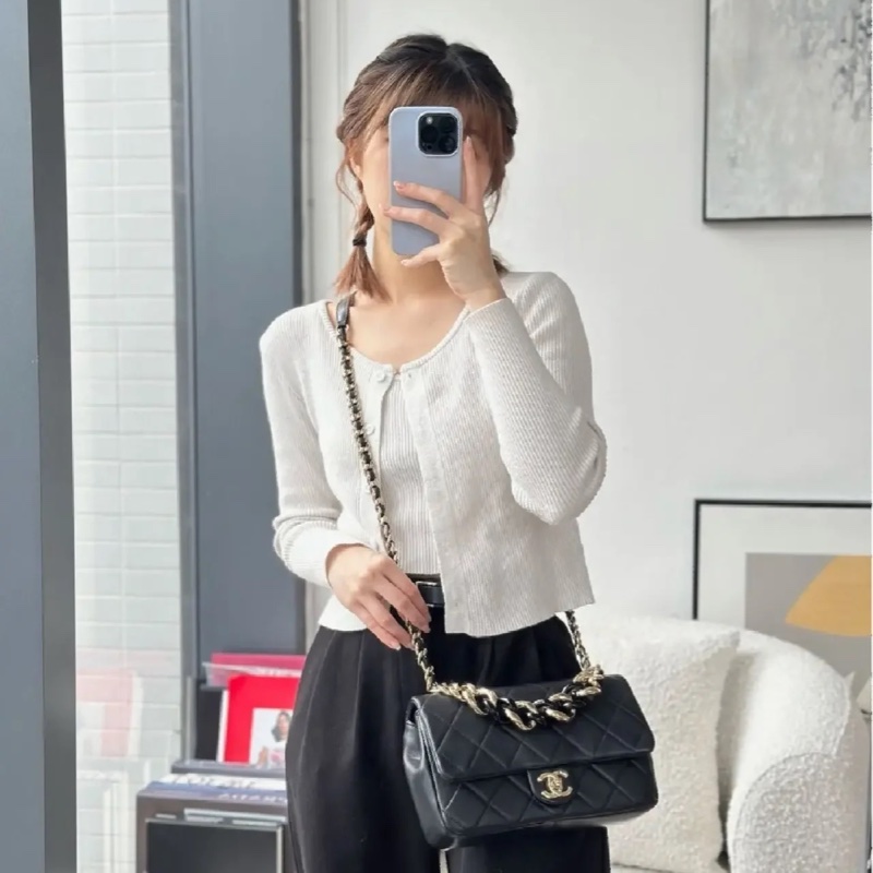 Chanel Cf25 22s 2ways黑金口蓋包 芯片款 #全新全配 #全網最低💰-2