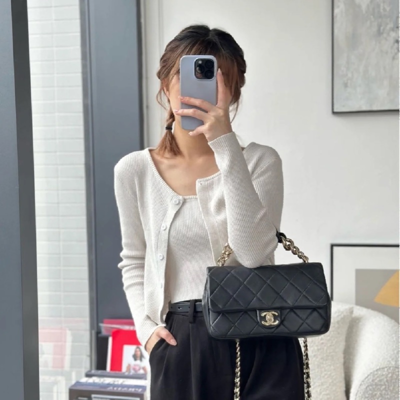 Chanel Cf25 22s 2ways黑金口蓋包 芯片款 #全新全配 #全網最低💰-3