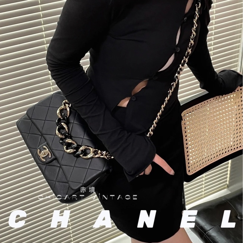Chanel Cf25 22s 2ways黑金口蓋包 芯片款 #全新全配 #全網最低💰-4