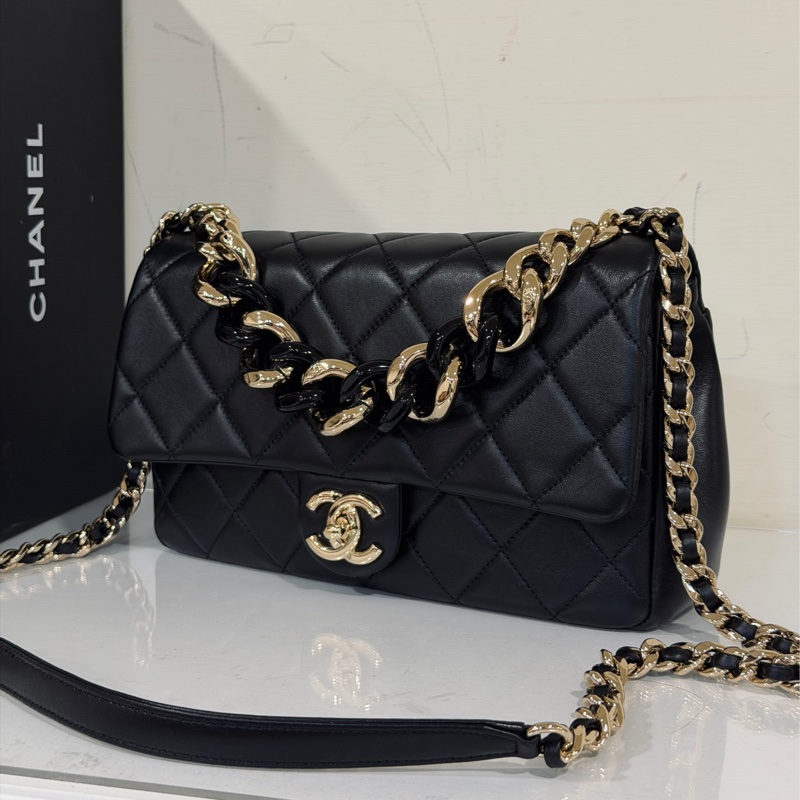 Chanel Cf25 22s 2ways黑金口蓋包 芯片款 #全新全配 #全網最低💰-7