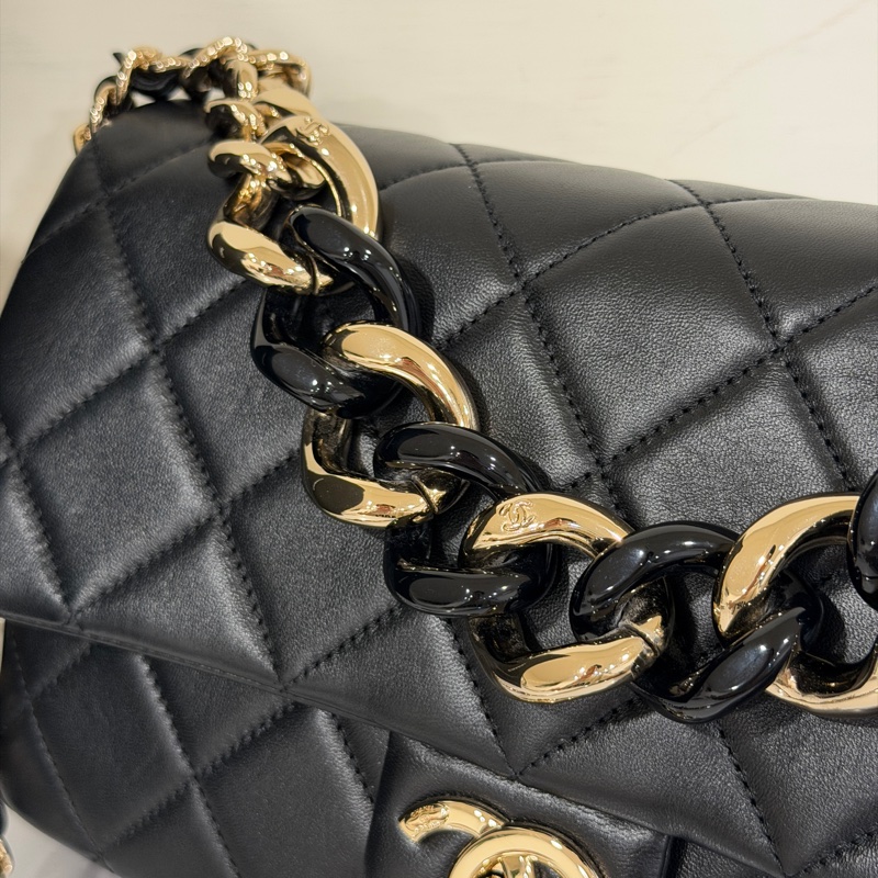 Chanel Cf25 22s 2ways黑金口蓋包 芯片款 #全新全配 #全網最低💰-17