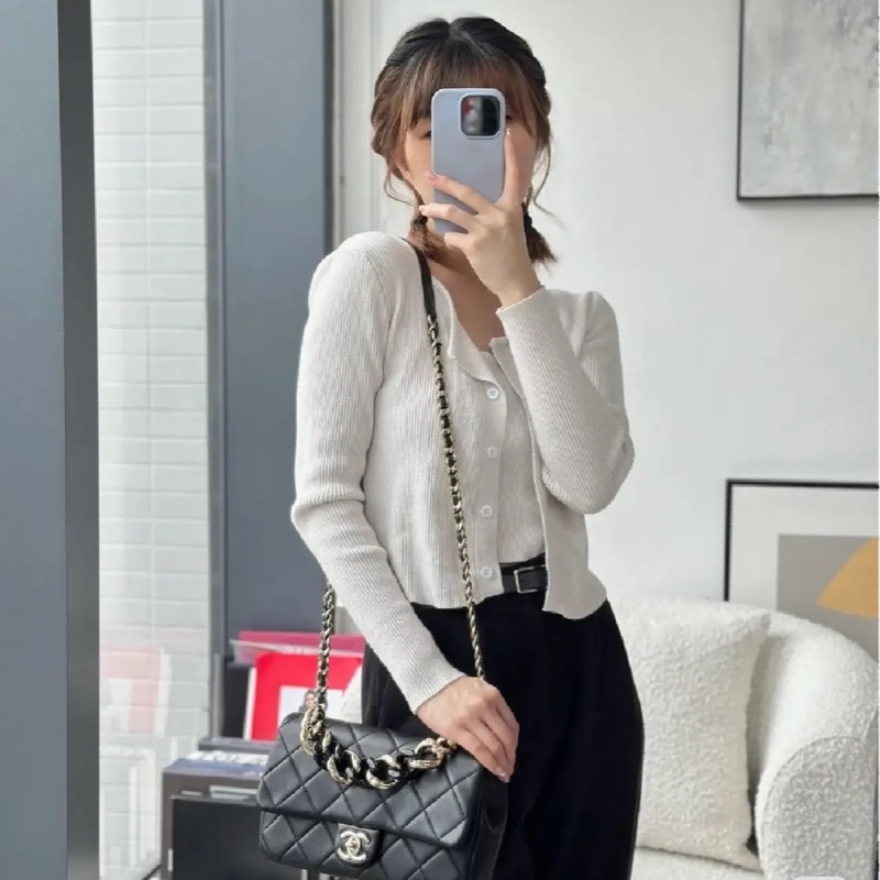 #大全配🈶台灣購證 香奈兒黑金Cf25 22s芯片款口蓋包 雙背袋🉑斜挎/肩背 賠售割愛❤️-6