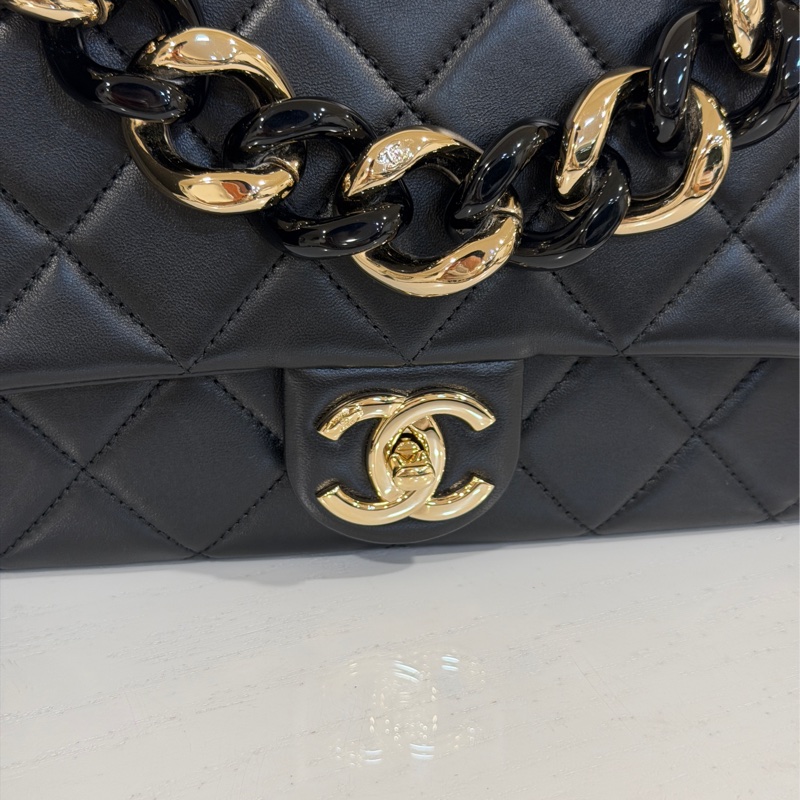 #大全配🈶台灣購證 香奈兒黑金Cf25 22s芯片款口蓋包 雙背袋🉑斜挎/肩背 賠售割愛❤️-9