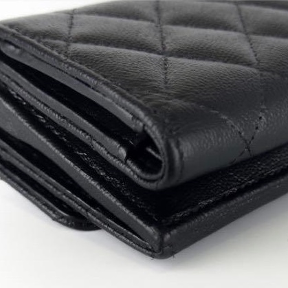 🌷Chanel 稀有金色大雙C魚子醬皮三折短夾錢包皮夾｜經典花紋✦fufu style 精品✦ 氣質款｜-9