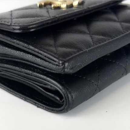 🌷Chanel 稀有金色大雙C魚子醬皮三折短夾錢包皮夾｜經典花紋✦fufu style 精品✦ 氣質款｜-10