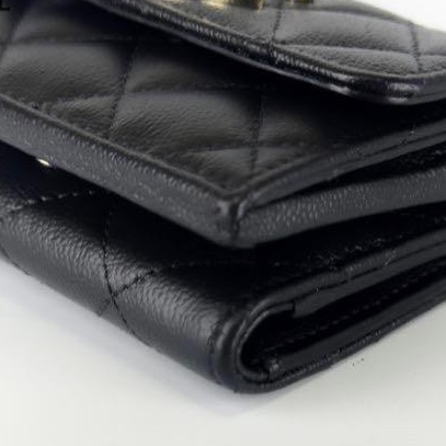 🌷Chanel 稀有金色大雙C魚子醬皮三折短夾錢包皮夾｜經典花紋✦fufu style 精品✦ 氣質款｜-12