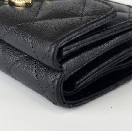 🌷Chanel 稀有金色大雙C魚子醬皮三折短夾錢包皮夾｜經典花紋✦fufu style 精品✦ 氣質款｜-16