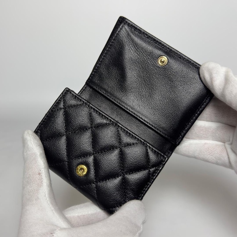 🌷Chanel 稀有金色大雙C魚子醬皮三折短夾錢包皮夾｜經典花紋✦fufu style 精品✦ 氣質款｜-20