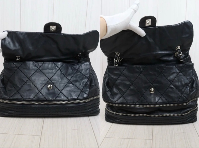 「JL精品代購」9新 Chanel 香奈兒黑銀擴層機場包-7