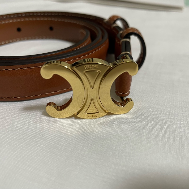 Celine  金棕 凱旋門 皮帶 腰帶 TRIOMPHE 18mm-5