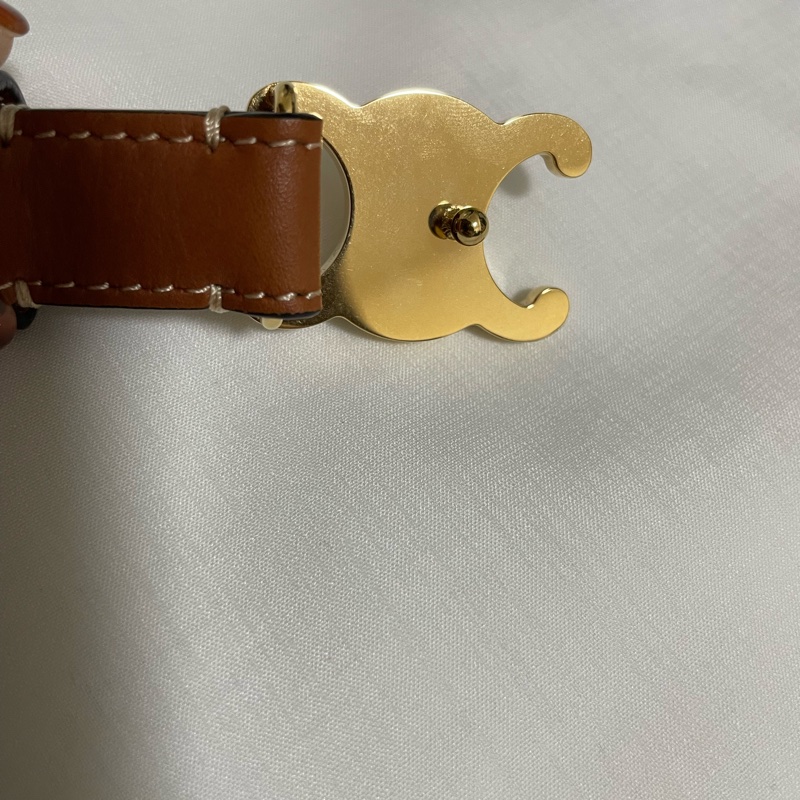 Celine  金棕 凱旋門 皮帶 腰帶 TRIOMPHE 18mm-6