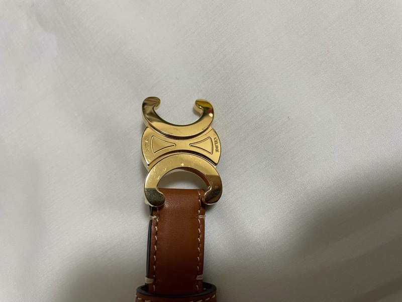 Celine  金棕 凱旋門 皮帶 腰帶 TRIOMPHE 18mm-9