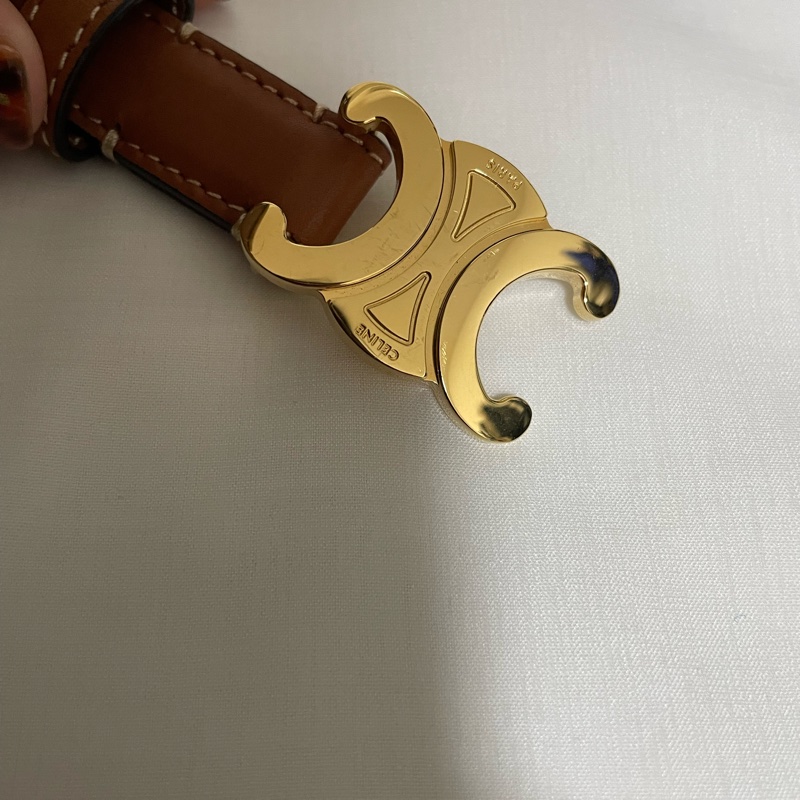 Celine  金棕 凱旋門 皮帶 腰帶 TRIOMPHE 18mm-28