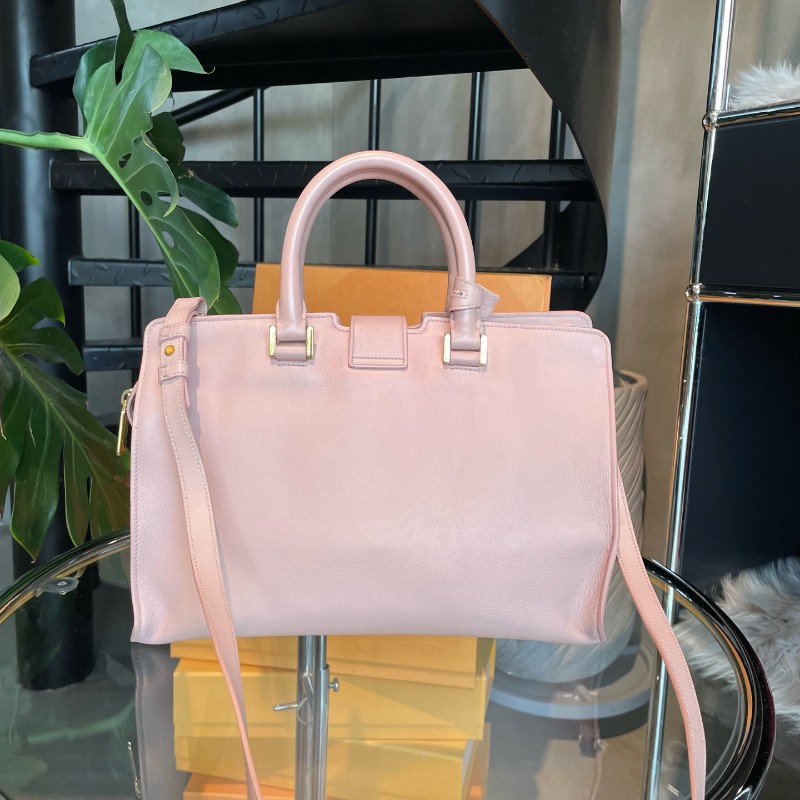 SAINT LAURENT Ysl cabas 粉紅色牛皮 小號 金扣 手提包肩背包-1
