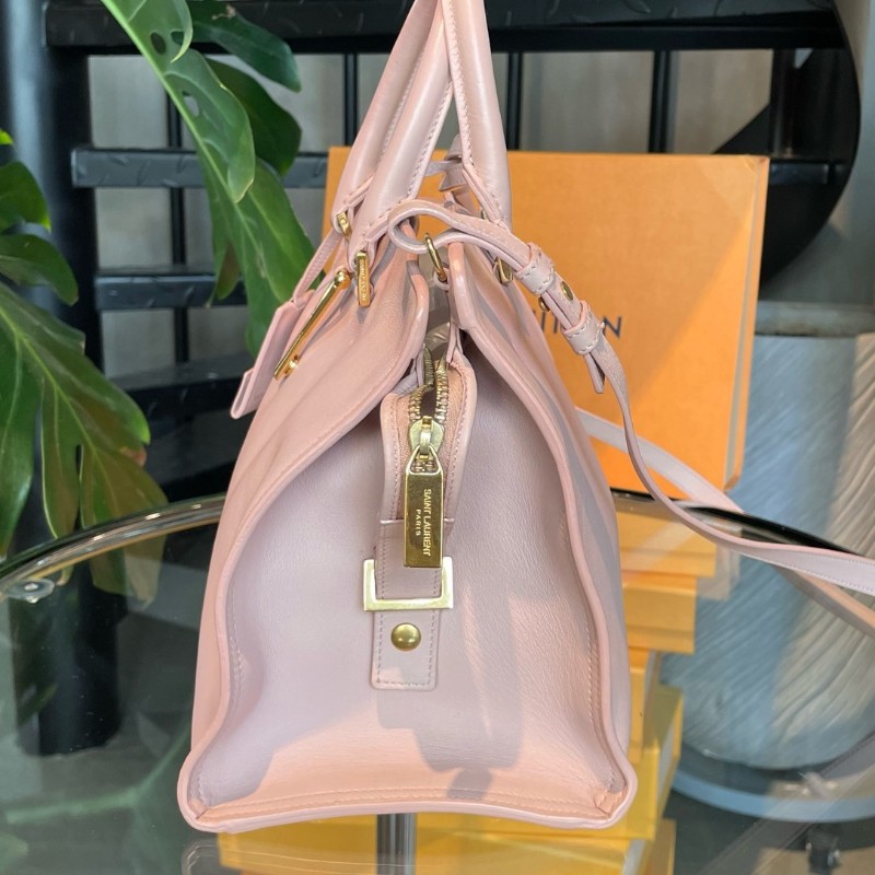 SAINT LAURENT Ysl cabas 粉紅色牛皮 小號 金扣 手提包肩背包-2